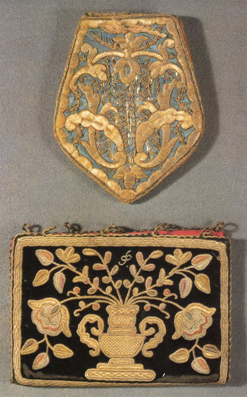Tobacco-pouch. Late 18th century. 13x10,5. RT-4672. Cover of a note-book. Late 18th century. 11x15,7. RT-5285