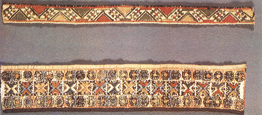 Two samples of embroidery. First half, 19th century. 37x7; 382,8. RT-14087, RT-14086