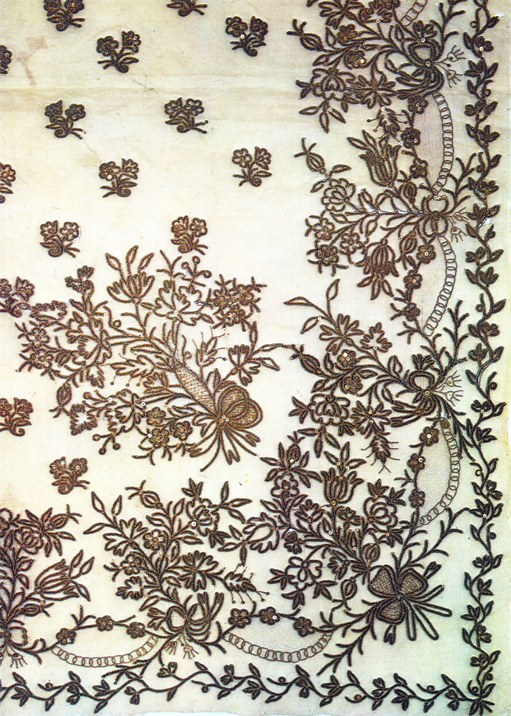 Detail of the a kerchief. Late 18th - early 19th centuries. 112x106. RT-6150
