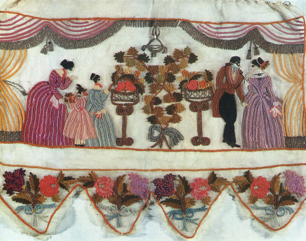 End of a towel with scallops along the border. 1840s. 32x43. RT-9108