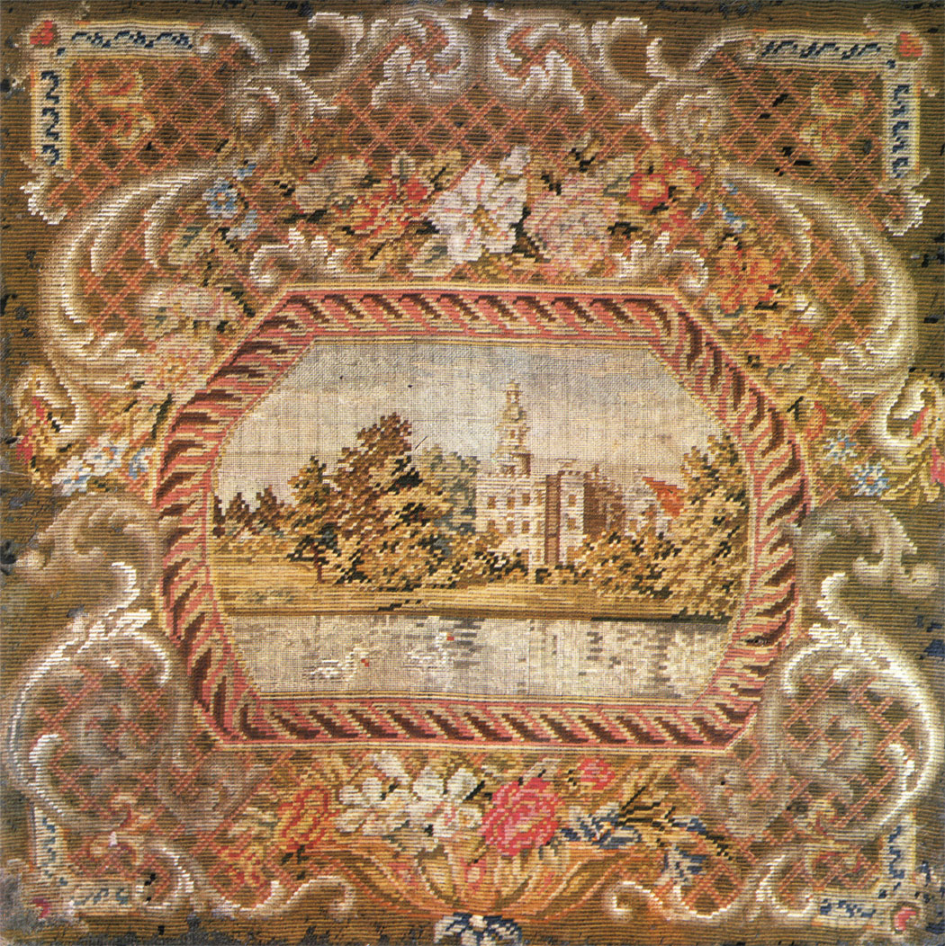 Embroidery on a screen. Late 18th century. 62x62. RT-10023
