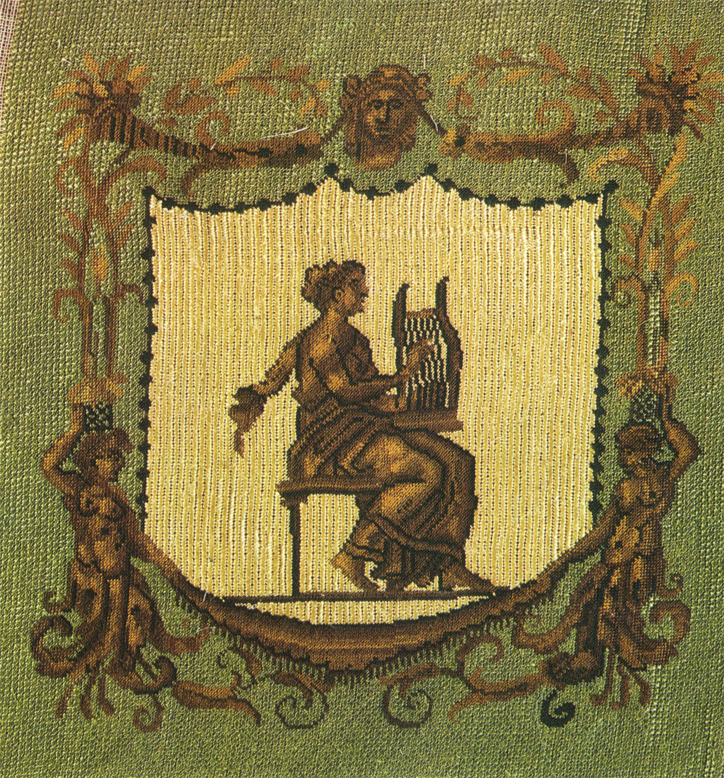 Embroidery on an armchair. Late 18th - early 19th centuries. 42,5x38,5. RT-6982